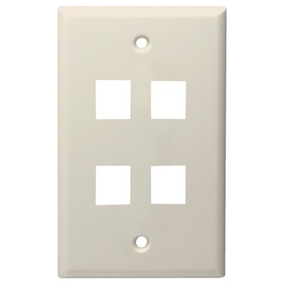 DataComm Keystone Wallplate, 1-Gang, 4-Port, Light Almond
